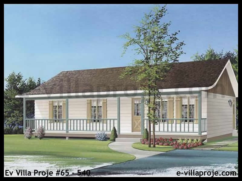 102 m² Tek Katlı 3+1 Geleneksel Çelik Yapı Villa (Ev Villa Proje #65 - 540) Cephe Görünümü ve Kat Planı