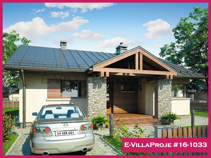 102 m² Tek Katlı 3+1 Modern Çelik Yapı Villa (Ev Villa Proje #16 - 1033) Cephe Görünümü ve Kat Planı
