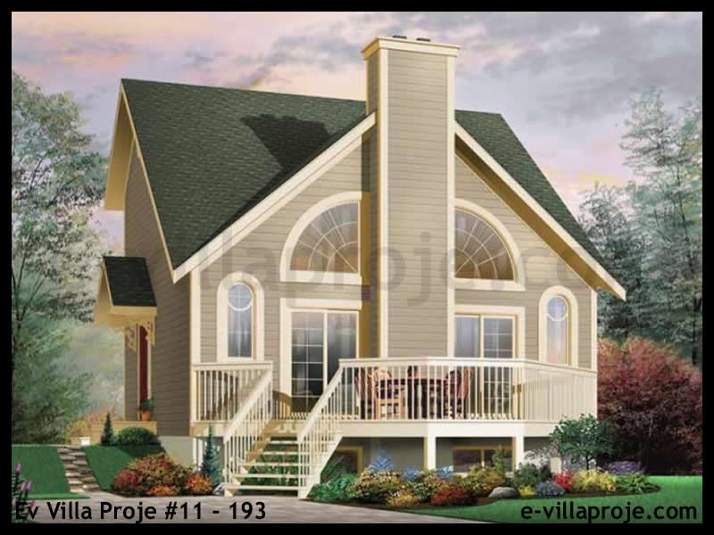 104 m² 2 Katlı (Dubleks) 3+1 Taş Çelik Yapı Villa (Ev Villa Proje #11 - 193) Cephe Görünümü ve Kat Planı