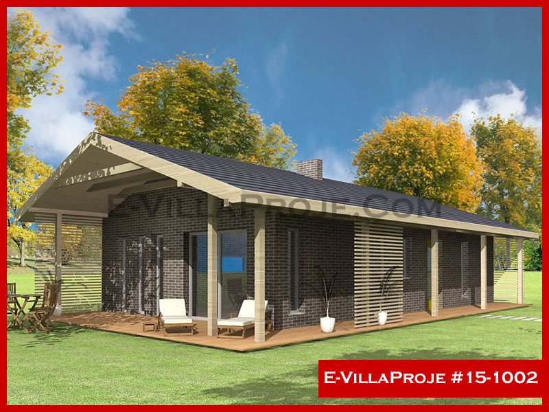 104 m² Tek Katlı 3+1 Modern Çelik Yapı Villa (Ev Villa Proje #15 - 1002) Cephe Görünümü ve Kat Planı