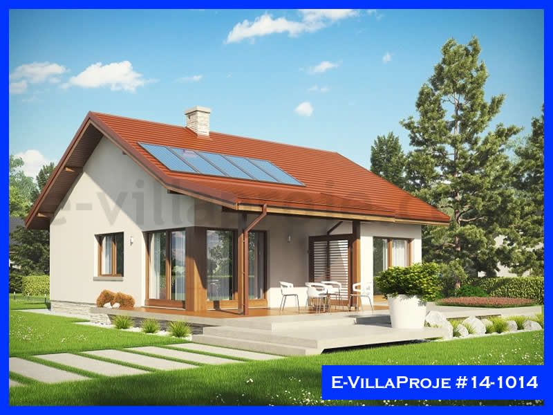 104 m² Tek Katlı 3+1 Özel Tasarım  Proje Çelik Yapı Villa (Ev Villa Proje #14 - 1014) Cephe Görünümü ve Kat Planı