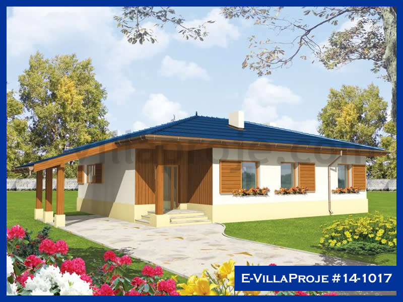104 m² Tek Katlı 3+1 Özel Tasarım  Proje Çelik Yapı Villa (Ev Villa Proje #14 - 1017) Cephe Görünümü ve Kat Planı