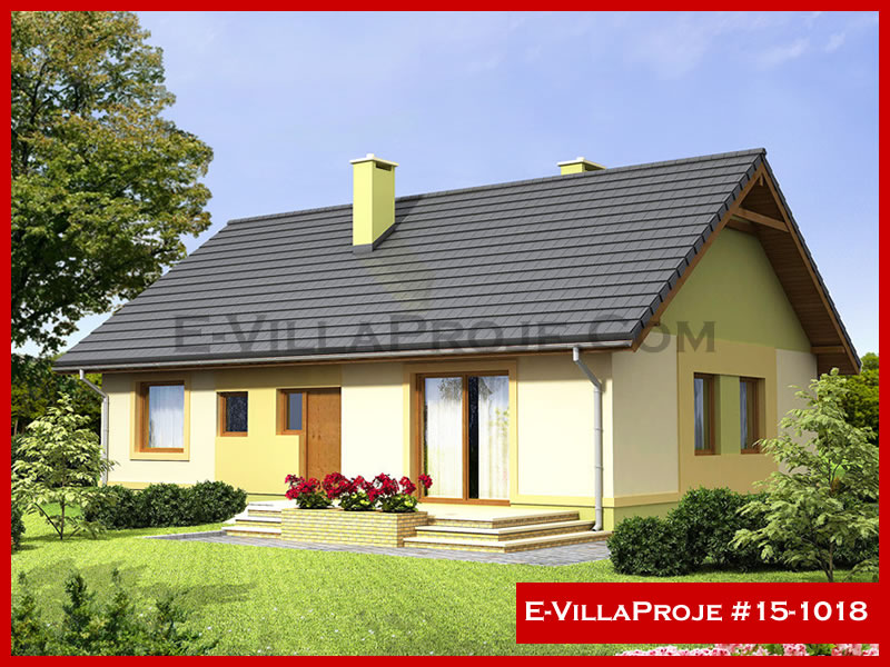 106 m² Tek Katlı 3+1 Modern Çelik Yapı Villa (Ev Villa Proje #15 - 1018) Cephe Görünümü ve Kat Planı