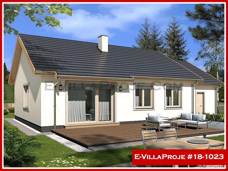 106 m² Tek Katlı 3+1 Şehir Tarzı lar Çelik Yapı Villa (Ev Villa Proje #18 - 1023) Cephe Görünümü ve Kat Planı