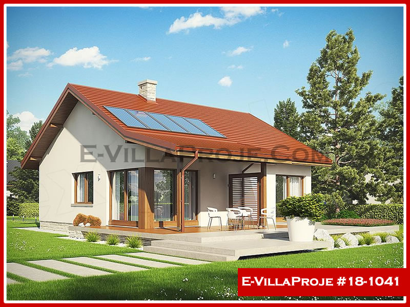 106 m² Tek Katlı 3+1 Ekonomik Çelik Yapı Villa (Ev Villa Proje #18 - 1041) Cephe Görünümü ve Kat Planı
