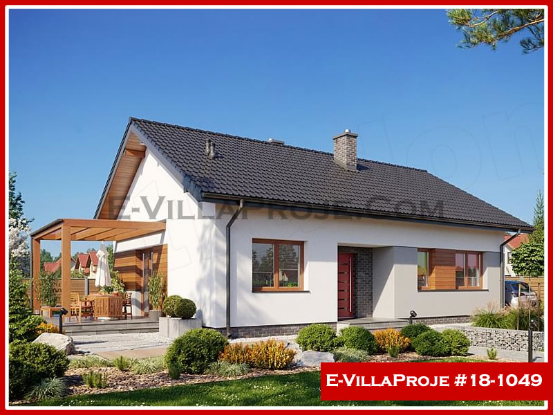 106 m² Tek Katlı 3+1 Ekonomik Çelik Yapı Villa (Ev Villa Proje #18 - 1049) Cephe Görünümü ve Kat Planı