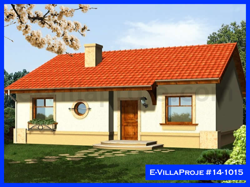 107 m² Tek Katlı 3+1 Özel Tasarım  Proje Çelik Yapı Villa (Ev Villa Proje #14 - 1015) Cephe Görünümü ve Kat Planı