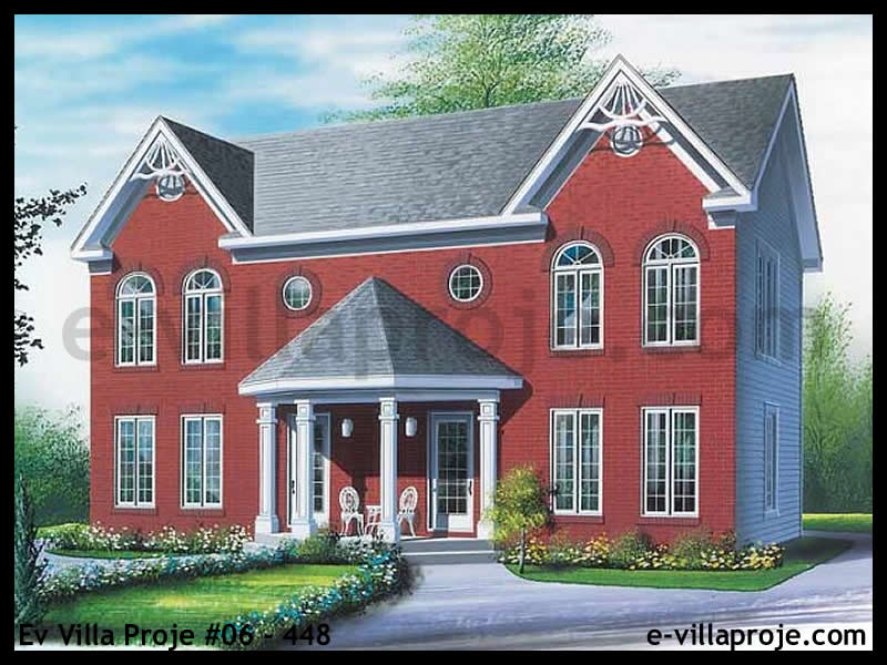 108 m² 2 Katlı (Dubleks) 3+1 Amerikan Çelik Yapı Villa (Ev Villa Proje #06 - 448) Cephe Görünümü ve Kat Planı