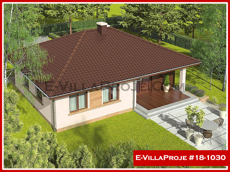 111 m² Tek Katlı 3+1 Ekonomik Çelik Yapı Villa (Ev Villa Proje #18 - 1030) Cephe Görünümü ve Kat Planı