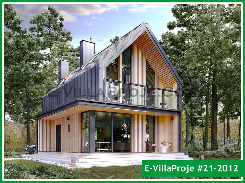 112 m² 2 Katlı (Dubleks) 3+1 Modern Çelik Yapı Villa (Ev Villa Proje #21 - 2012) Cephe Görünümü ve Kat Planı