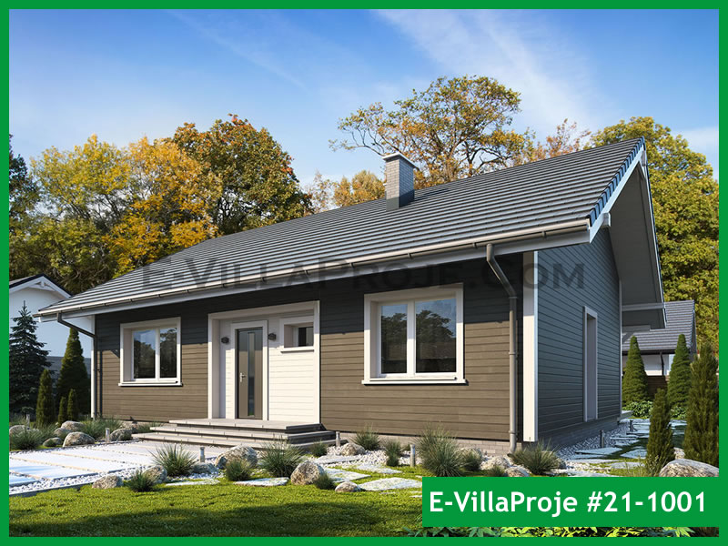 115 m² Tek Katlı 3+1 Ahşap Çelik Yapı Villa (Ev Villa Proje #21 - 1001) Cephe Görünümü ve Kat Planı