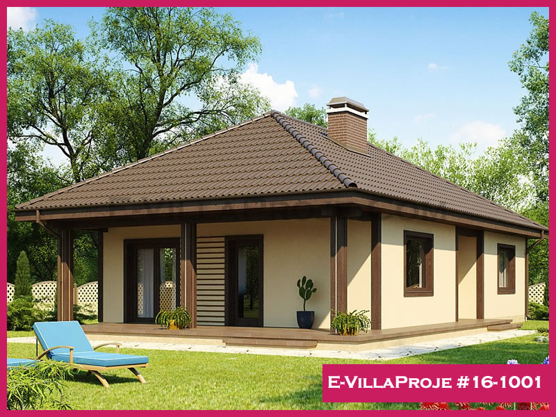 115 m² Tek Katlı 3+1 Çiftlik Çelik Yapı Villa (Ev Villa Proje #16 - 1001) Cephe Görünümü ve Kat Planı