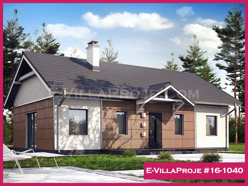115 m² Tek Katlı 3+1 Taş Çelik Yapı Villa (Ev Villa Proje #16 - 1040) Cephe Görünümü ve Kat Planı