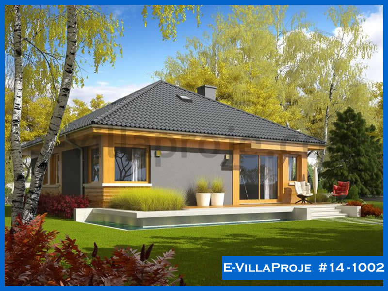 115 m² Tek Katlı 3+1 Özel Tasarım  Proje Çelik Yapı Villa (Ev Villa Proje #14 - 1002) Cephe Görünümü ve Kat Planı