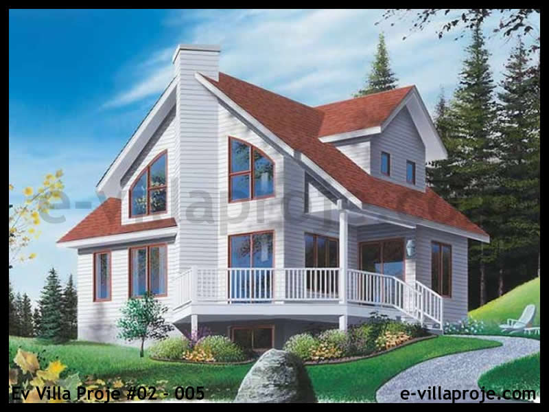 116 m² 2 Katlı (Dubleks) 3+1 Taş Çelik Yapı Villa (Ev Villa Proje #02 - 005) Cephe Görünümü ve Kat Planı