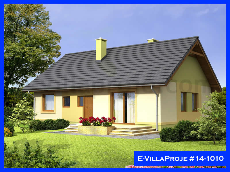 116 m² Tek Katlı 3+1 Özel Tasarım  Proje Çelik Yapı Villa (Ev Villa Proje #14 - 1010) Cephe Görünümü ve Kat Planı