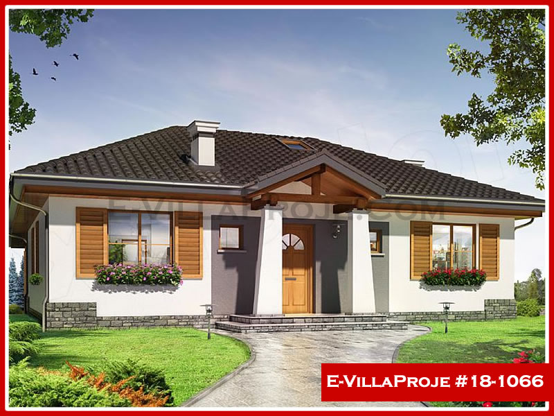 116 m² Tek Katlı 3+1 Ekonomik Çelik Yapı Villa (Ev Villa Proje #18 - 1066) Cephe Görünümü ve Kat Planı