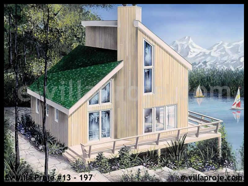 117 m² 2 Katlı (Dubleks) 3+1 Ahşap Çelik Yapı Villa (Ev Villa Proje #13 - 197) Cephe Görünümü ve Kat Planı