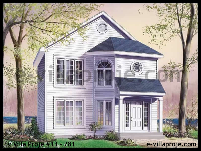 117 m² 2 Katlı (Dubleks) 3+1 Amerikan Çelik Yapı Villa (Ev Villa Proje #13 - 781) Cephe Görünümü ve Kat Planı