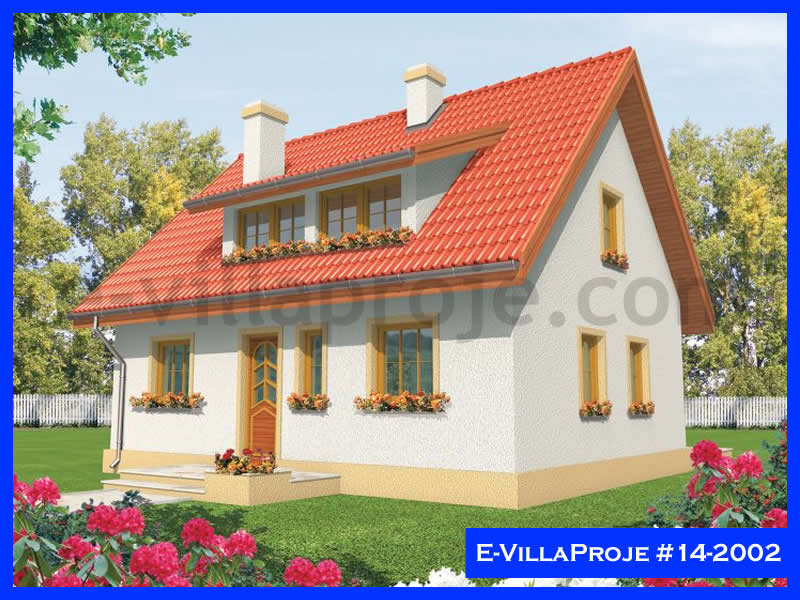 117 m² 2 Katlı (Dubleks) 3+1 Özel Tasarım  Proje Çelik Yapı Villa (Ev Villa Proje #14 - 2002) Cephe Görünümü ve Kat Planı