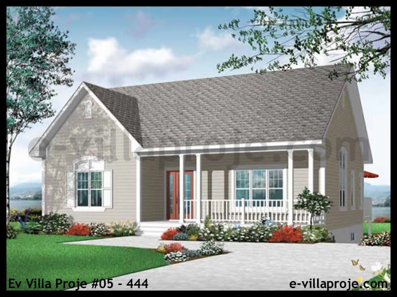 118 m² Tek Katlı 3+1 Amerikan Çelik Yapı Villa (Ev Villa Proje #69 - 238) Cephe Görünümü ve Kat Planı