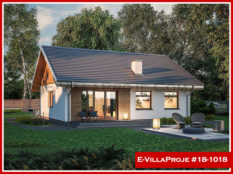 118 m² Tek Katlı 3+1 Ekonomik Çelik Yapı Villa (Ev Villa Proje #18 - 1018) Cephe Görünümü ve Kat Planı
