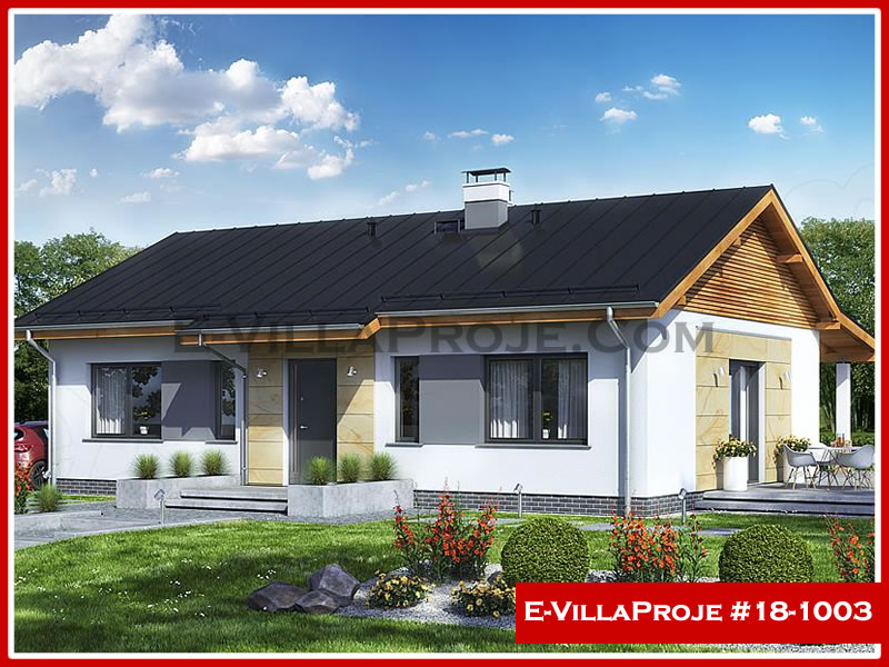 119 m² Tek Katlı 3+1 Modern Çelik Yapı Villa (Ev Villa Proje #18 - 1003) Cephe Görünümü ve Kat Planı