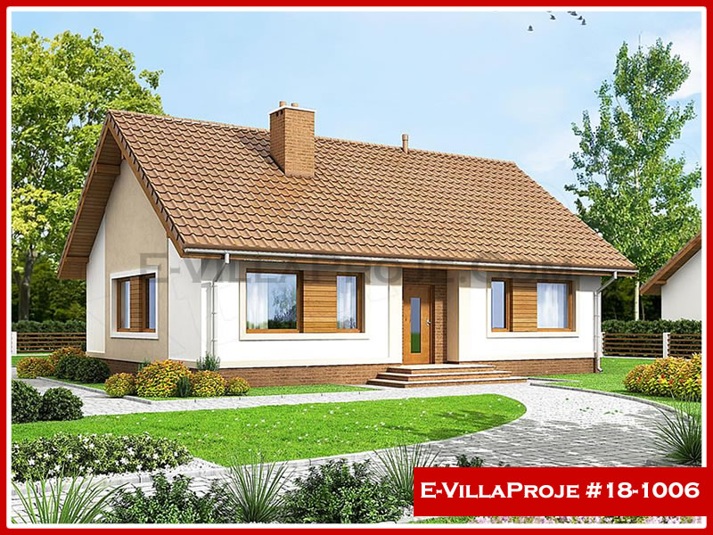 119 m² Tek Katlı 3+1 Ekonomik Çelik Yapı Villa (Ev Villa Proje #18 - 1006) Cephe Görünümü ve Kat Planı