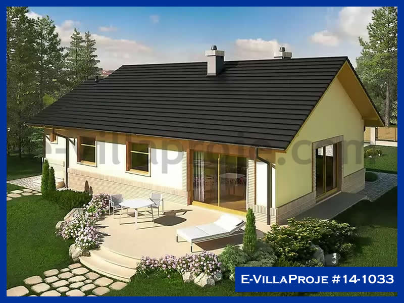 119 m² Tek Katlı 3+1 Özel Tasarım  Proje Çelik Yapı Villa (Ev Villa Proje #14 - 1033) Cephe Görünümü ve Kat Planı
