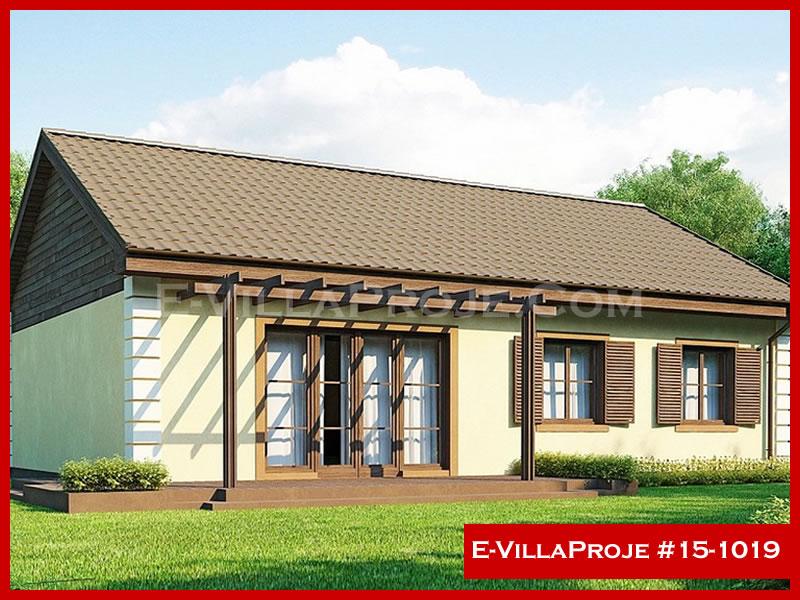 120 m² Tek Katlı 3+1 Amerikan Çelik Yapı Villa (Ev Villa Proje #15 - 1019) Cephe Görünümü ve Kat Planı