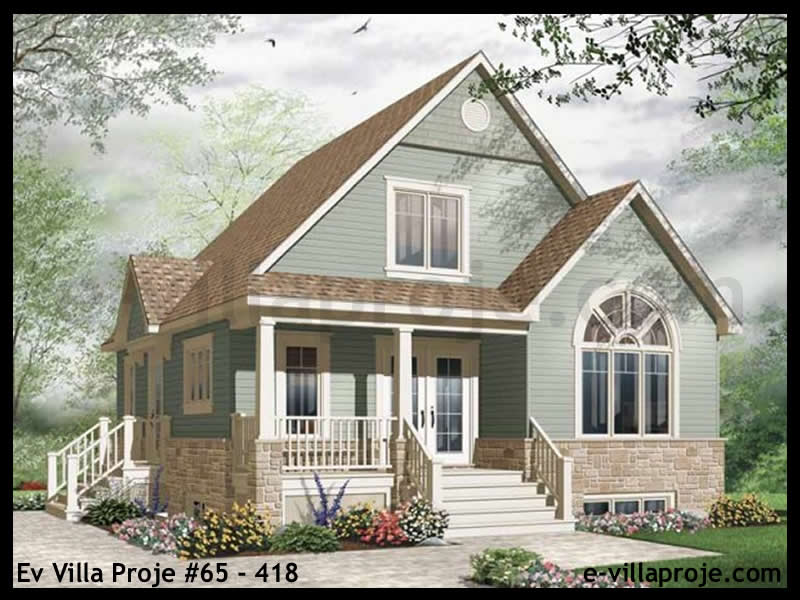 121 m² 2 Katlı (Dubleks) 3+1 Amerikan Çelik Yapı Villa (Ev Villa Proje #65 - 418) Cephe Görünümü ve Kat Planı