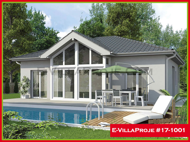 121 m² Tek Katlı 3+1 Ekonomik Çelik Yapı Villa (Ev Villa Proje #17 - 1001) Cephe Görünümü ve Kat Planı