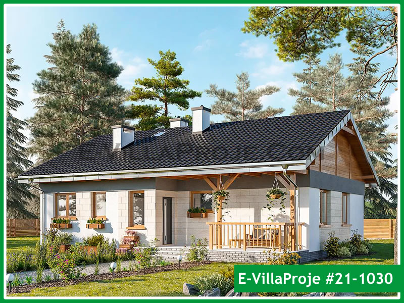 122 m² Tek Katlı 3+1 Çiftlik Çelik Yapı Villa (Ev Villa Proje #21 - 1030) Cephe Görünümü ve Kat Planı