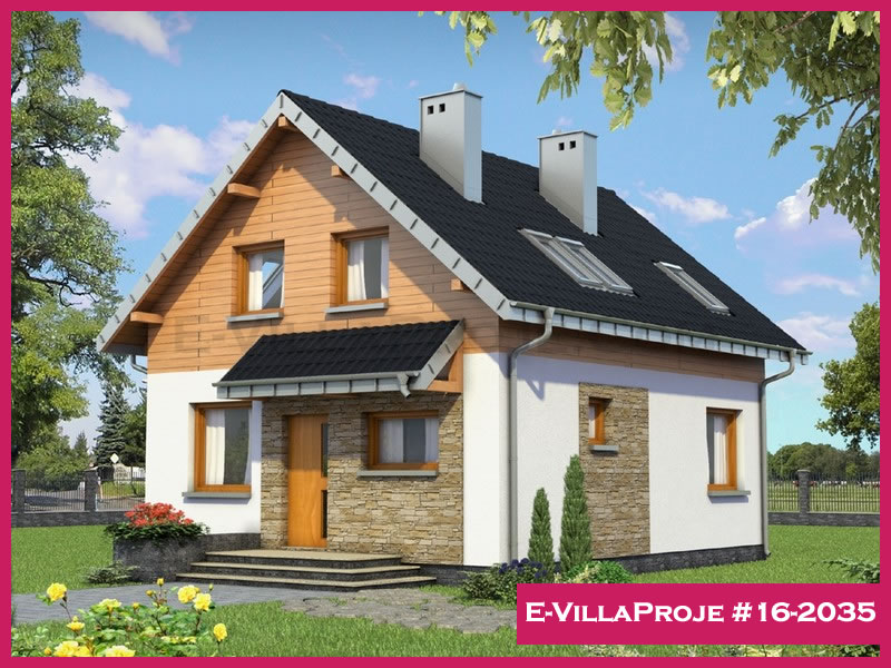123 m² 2 Katlı (Dubleks) 3+1 Modern Çelik Yapı Villa (Ev Villa Proje #16 - 2035) Cephe Görünümü ve Kat Planı