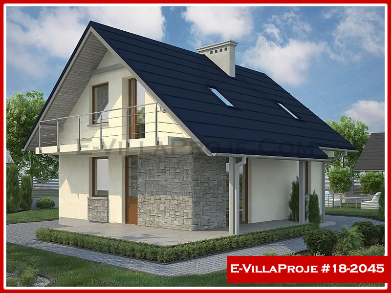 123 m² 2 Katlı (Dubleks) 3+1 Ekonomik Çelik Yapı Villa (Ev Villa Proje #18 - 2045) Cephe Görünümü ve Kat Planı