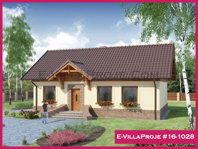 123 m² Tek Katlı 3+1 Modern Çelik Yapı Villa (Ev Villa Proje #16 - 1028) Cephe Görünümü ve Kat Planı