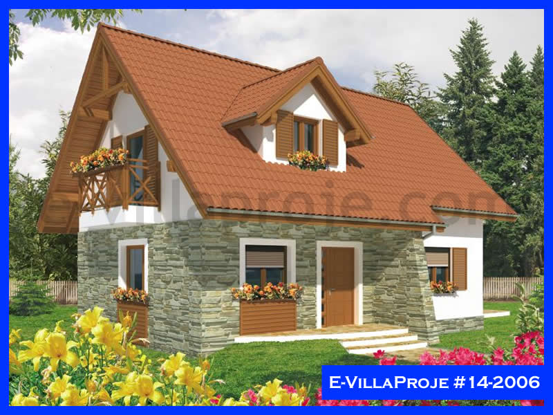 124 m² 2 Katlı (Dubleks) 3+1 Özel Tasarım  Proje Çelik Yapı Villa (Ev Villa Proje #14 - 2006) Cephe Görünümü ve Kat Planı