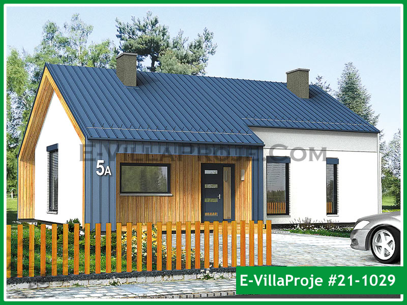 124 m² Tek Katlı 3+1 Ekonomik Çelik Yapı Villa (Ev Villa Proje #21 - 1029) Cephe Görünümü ve Kat Planı