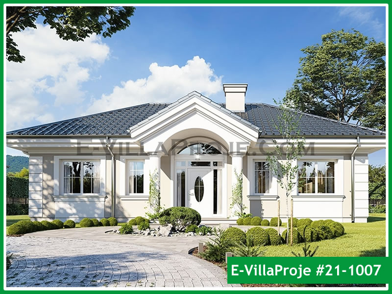 124 m² Tek Katlı 3+1 Modern Çelik Yapı Villa (Ev Villa Proje #21 - 1007) Cephe Görünümü ve Kat Planı