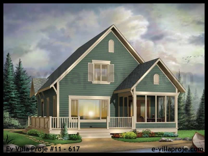 125 m² 2 Katlı (Dubleks) 3+1 Amerikan Çelik Yapı Villa (Ev Villa Proje #11 - 617) Cephe Görünümü ve Kat Planı