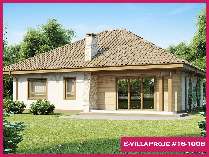 127 m² Tek Katlı 3+1 Taş Çelik Yapı Villa (Ev Villa Proje #16 - 1006) Cephe Görünümü ve Kat Planı