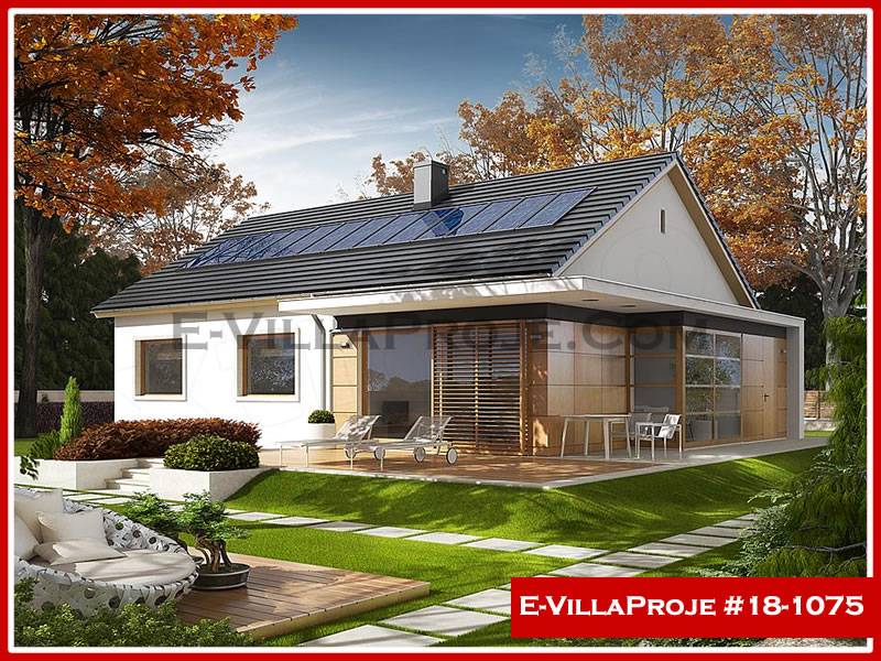 127 m² Tek Katlı 3+1 Ekonomik Çelik Yapı Villa (Ev Villa Proje #18 - 1075) Cephe Görünümü ve Kat Planı