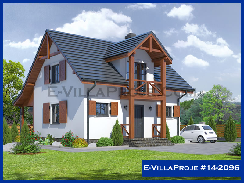 128 m² 2 Katlı (Dubleks) 3+1 Amerikan Çelik Yapı Villa (Ev Villa Proje #14 - 2096) Cephe Görünümü ve Kat Planı