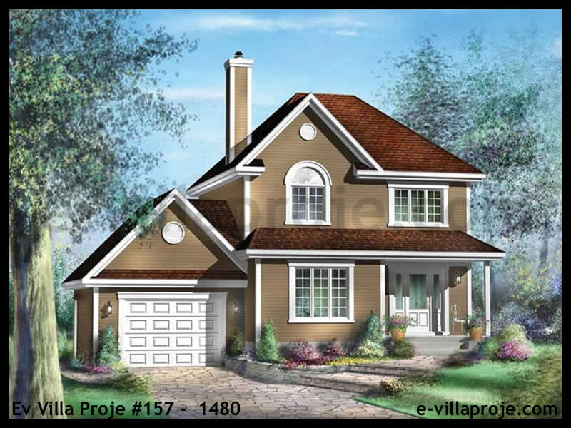 128 m² 2 Katlı (Dubleks) 3+1 Geleneksel Çelik Yapı Villa (Ev Villa Proje #157 - 1480) Cephe Görünümü ve Kat Planı