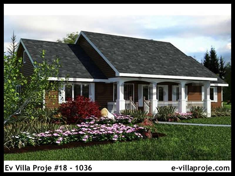 128 m² Tek Katlı 3+1 Çiftlik Çelik Yapı Villa (Ev Villa Proje #18 - 1036) Cephe Görünümü ve Kat Planı