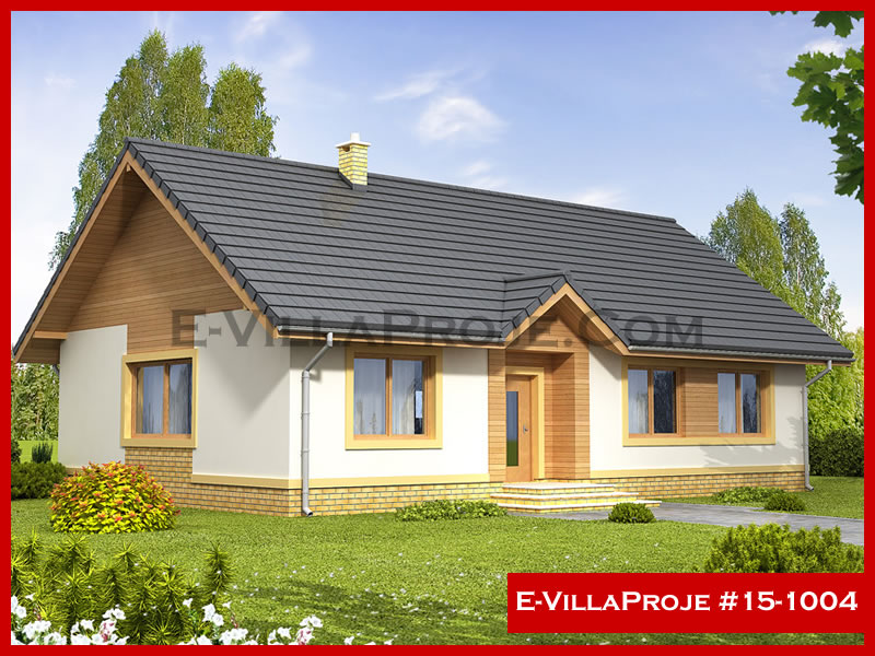 128 m² Tek Katlı 3+1 Çiftlik Çelik Yapı Villa (Ev Villa Proje #15 - 1004) Cephe Görünümü ve Kat Planı