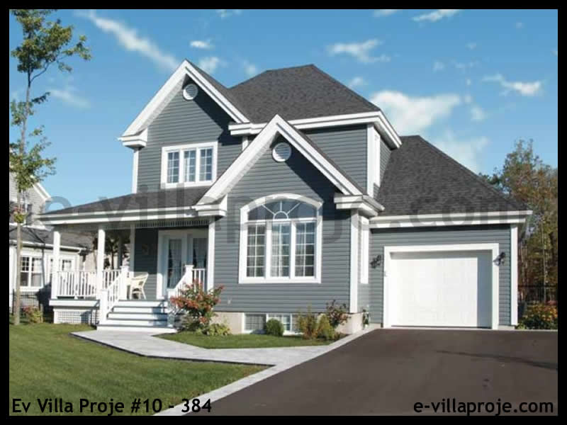 129 m² 2 Katlı (Dubleks) 3+1 Çiftlik Çelik Yapı Villa (Ev Villa Proje #10 - 384) Cephe Görünümü ve Kat Planı
