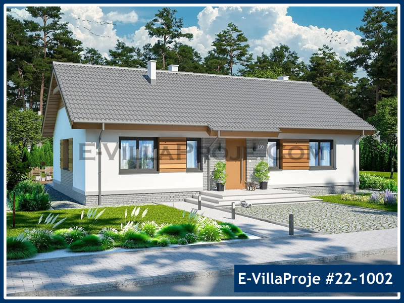 129 m² Tek Katlı 3+1 Geleneksel Çelik Yapı Villa (Ev Villa Proje #22 - 1002) Cephe Görünümü ve Kat Planı