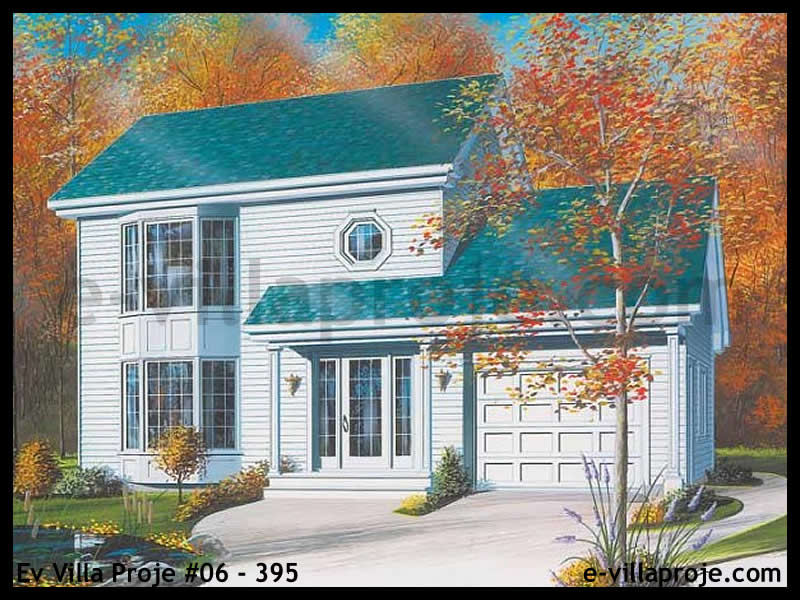 130 m² 2 Katlı (Dubleks) 3+1 Amerikan Çelik Yapı Villa (Ev Villa Proje #06 - 395) Cephe Görünümü ve Kat Planı
