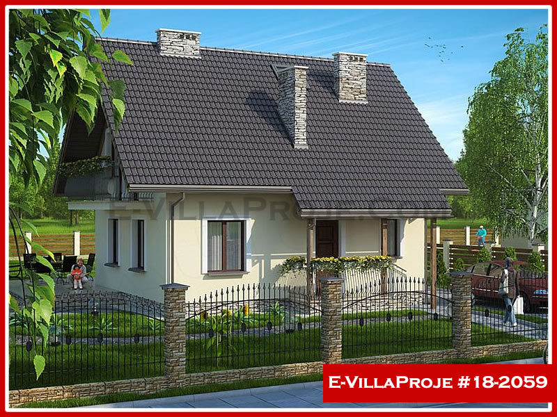131 m² 2 Katlı (Dubleks) 3+1 Amerikan Çelik Yapı Villa (Ev Villa Proje #18 - 2059) Cephe Görünümü ve Kat Planı